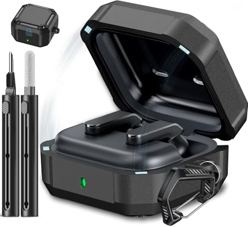 Coque Samsung Galaxy Buds 4 Pro noire avec kit de nettoyage et fermoir de sécurité MagSafe