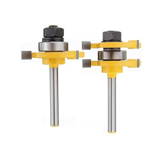 2 pièces 1/4 pouces fraises à bois T-style langue rainure routeur jeu de mèches for parquet panneau de lambris outils de travail du bois