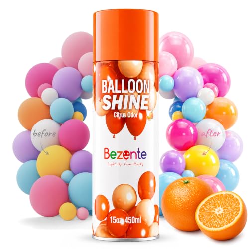 Image of Citrus Scent Balloon Shine Spray 15oz Fast High-Gloss for Parties | High Shine Zesty Citrus Balloon Spray, Long-Lasting Waterproof Gentle Formula, Quick Finish for Indoor Outdoor Events Decor