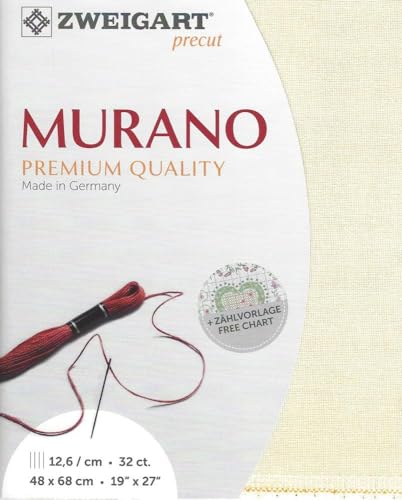 Image of Wizardi Murano 32 Count Soft Cream 3984 /99. Needlework Canvas, Cross-Stitch Fabric, Embroidery Cloth, Needlepoint Canvas. 52% Cotton and 48% Viscose. Precut Zweigart