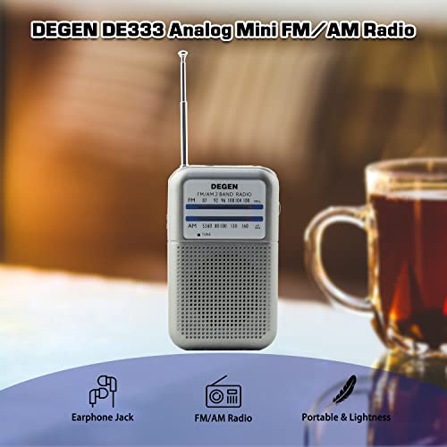 Degen DE333 Tragbares Radio AAA Batteriebetriebenes AM FM Radio Mini mit Kopfhörern zum Wandern und Camping - Image 5