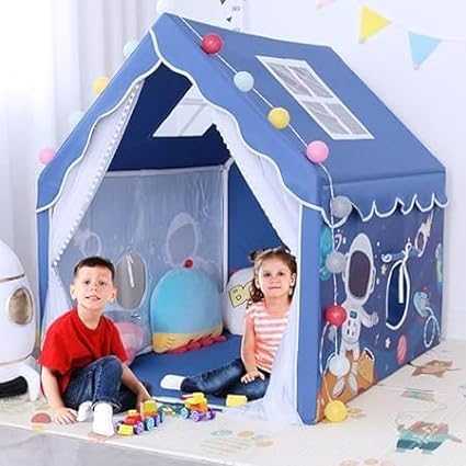 Image of Jumbo Size Light Weight Kids Play Tent House for 3-13 Year Old Kids Girls and Boys (Blue Space)