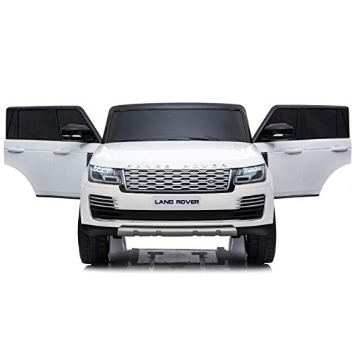 Licensed Land Rover Range Rover HSE 12V Electric Ride on Car with Remote Control for Kids, 2 Seaters, MP3, Leather Seats, Openable Doors, LED Lights, Four Wheels Spring Suspension - White