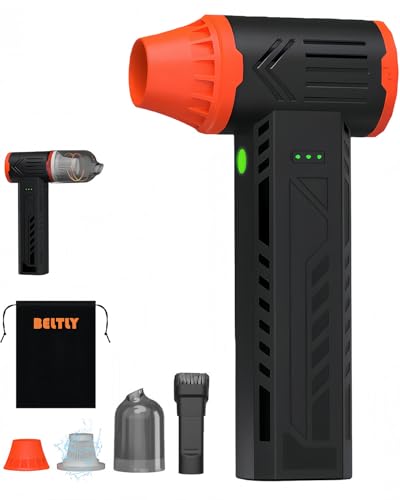 Tool-grade Electric Air Duster, Rechargeable Handheld Blower with 180,000 Super Power Brushless Motor, 2-in-1 Blow & Vacuum Cleaner, Cordless Leaf Blower for Car Drying, Home, Patio Cleaning (Black)