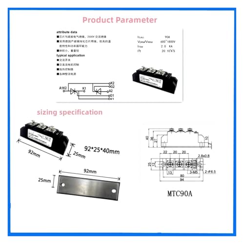 Module de thyristor MTC90A1600V pour la régulation de tension industrielle