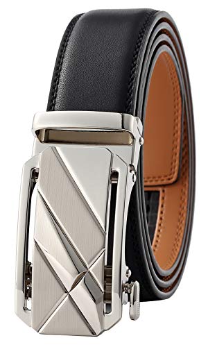 Image of Lingli Men's Belt,Ratchet Dress Belt with Automatic Buckle Brown /Black-Trim to Fit-35mm wide