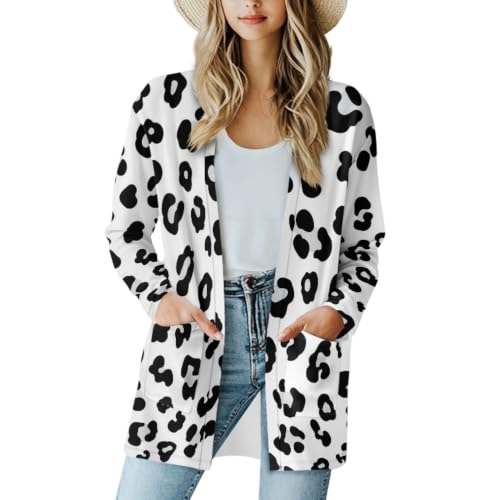 Image of Cardigan Sweaters for Women Long Sleeve Cardigan Soft Drape Open Front Fall Dusters V-Neck Jackets Dressy Loose Coat