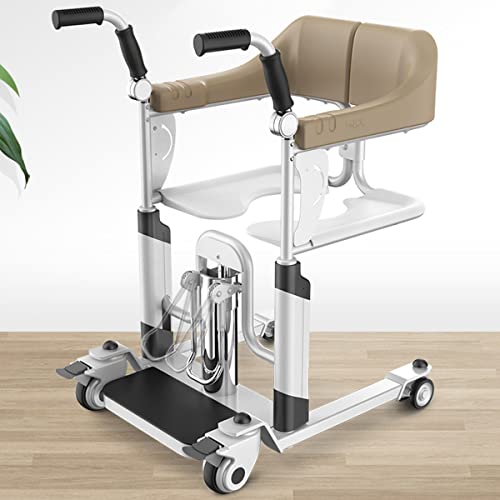 Multifunctionele Hydraulische Patiënt Lift Transport Stoel met Bedpan, Opvouwbare Armleuningen/Vet Staal Frame/Waterdicht, Badkamer Rolstoel voor Ouderen, Gehandicapten, Belasting 140Kg