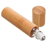 DINHEAROM Botella Roll-on de Bambú y Vidrio 10 Ml, Envase Rellenable para...