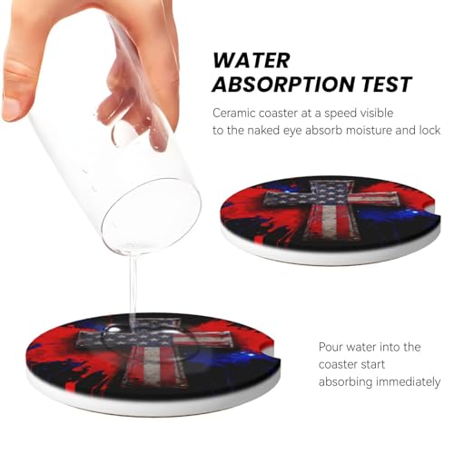 Cross American Flag 2 juegos de posavasos para auto miniatura 4