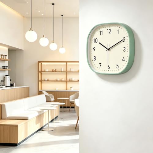 Image of Silent Non Ticking Wall Clock 10Inch, Square Battery Operated Clock