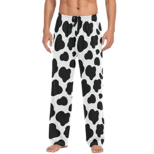 Brown White Cow Textures Pajama Pants for Men Lounge Pants with Pockets Drawstring Mens Pajama Bottoms Men Sleep PJ Pants - Main Image
