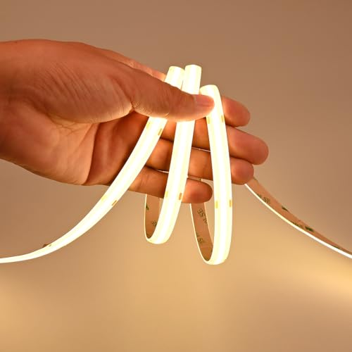 Image of GOMING 24V Super Bright COB LED Strip Warm White 3000K IP65 Waterproof | 621LM /FT 16.4ft(5M) 14.5W /M CRI 93+ High Density 480LED /M LED Tape Lights for DIY Home Decor(Power Supply not Included)