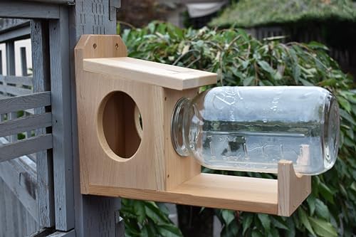 Squirrel Feeder Garden Artworks Squirrel Jar Feeder with Screw on Jar Handmade in The USA! - Thumbnail 4