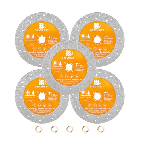 Rock Slab Grinding Disc - 7 inch Glass Cutter Disc (5pcs), Granite Cutting Disc, Diamond Grinder Wheel for Rock Slab, Stone, Tile, Marble, Granite, Glass Diamond Cutting Discs