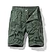 Muscularfit Mens Shorts Cotton Linen Shorts for Men Casual Summer Big and Tall Drawstring Elastic Waist Cargo Shorts Multi Pockets Sport Army Green M