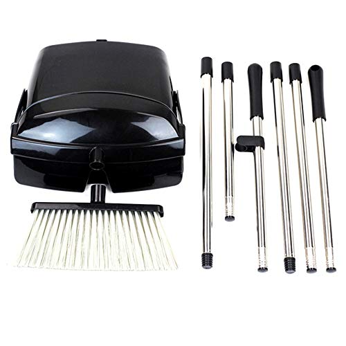 LVUNZJCA Besen und Kehrschaufel Set Kammzahn Besen Kehrschaufel Set Reinigungsbesen Kombi für Kehren(Black) – Bild 3