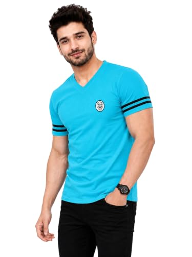 Image of Geum Men's Solid Half Sleeve V-Neck T-Shirt | Soft & Breathable Fabric | Regular Fit | Casual Everyday T-Shirt