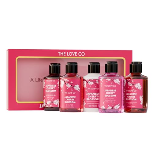 THE LOVE CO. Japanese Cherry Blossom Bath and Body Care Gift Set Box | Bath Oil, Body Wash, Body Lotion, Shampoo and Sanitizer | Pack of 5 | Gift Set For Women | Pampering Kit for Birthday ,Anniversary & All Special Occasions | Premium Gift Packaging 100% Vegan THE LOVE CO. Japanese Cherry Blossom Bath and Body Care Gift Set Box | Bath Oil, Body Wash, Body Lotion, Shampoo and Sanitizer | Pack of 5 | Gift Set For Women | Pampering Kit for Birthday ,Anniversary & All Special Occasions | Premium Gift Packaging 100% Vegan
