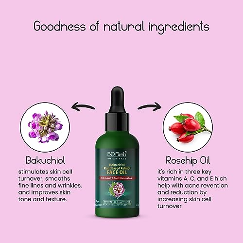Image of Biofresh Botanicals Bakuchiol Plant-Based Retinol Face Oil 100% Vegan Cream with an Antioxidant Formula that Boosts Collagen and Strengthen the Skin Barrier for Healthier Skin