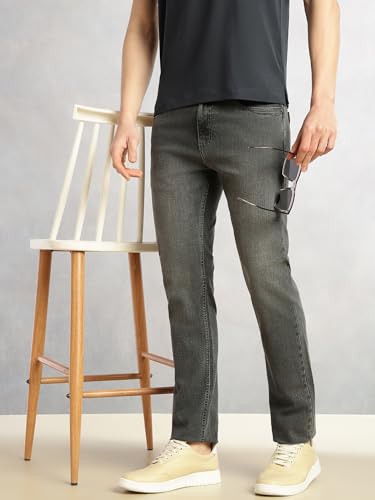 Image of Thomas Scott Men's Cricket Club Straight Fit Mid-Rise Faded Stretchable Jeans | 5 Pocket Denim