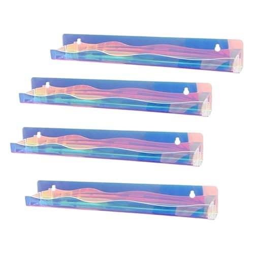 jojomis Étagère de rangement pour vernis à ongles pour cosmétiques et huiles essentielles, organiseur mural en acrylique avec motif fluorescent, 38 x 4 x 5 cm - 4 pièces