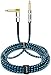 Penker Guitar Instrument Cable 10 Foot,1/4 Inch Right Angle to1/4 Inch Straight Gold Plated Guitar Cord,Good for Instrument Electric Guitar/Bass/Keyboard with Black Blue