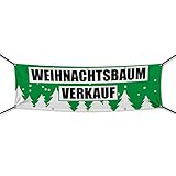 (PVC) Weihnachtsbaumverkauf grün Banner, Plane, Werbeschild, Weihnachten, Werbebanner, 300 x 100 cm, DRUCKUNDSO