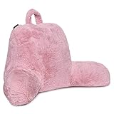 Milliard Reading Pillow, Sit Up Pillow for Bed, Back Rest Pillow, with Faux Fur, Removable Cover, 8x15 inches, Made with Shredded Memory Foam (Pink)