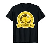 Great St Getrude of Nivelles has recently become known as the Catholic patron saint of cats. Like Catholic saints and the Catholic faith? Give for 1st Holy Communion, Confirmation, Baptism, or RCIA. Lightweight, Classic fit, Double-needle sleeve and ...
