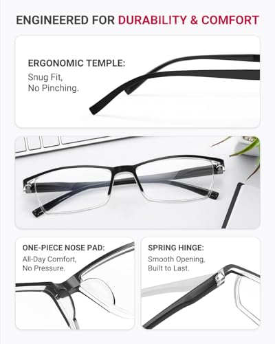 Image of TERAISE 4PCS Fashion Anti-blue light Reading Glasses Quality Readers Glasses for Reading for Men and Women Computer /cell phone Blue Light blocking Reader Glasses Frame (2.25X)