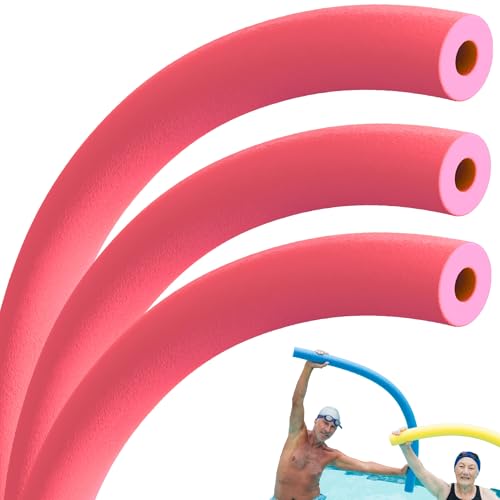 Churro de Piscina, Churro natación, Fideos Acuaticos, Fideo Espuma para Nadar, Flexible Apto para niños y Adultos, Flotadores para Piscina, 6 cm diámetro x 150 cm Largo, Rojo, 3 Unidades