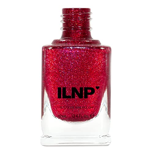 Image of ILNP Say Love - Ruby Red Holographic Nail Polish, Chip Resistant, 7-Free, Non-Toxic, Vegan, Cruelty Free, 12ml
