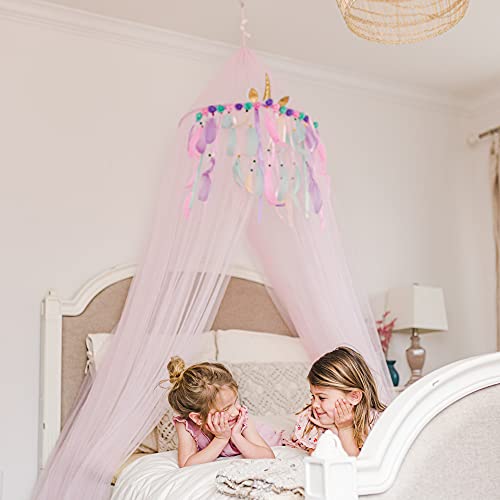 Unicorn Princess Bed Canopy For Girls - Unicorn Kids Canopy For Bed - Bed Netting Canopy For Girls - Hanging Reading Nook Canopy For Girls Room - Little Girls Canopy For Queen Bed With E-Book #TOP4