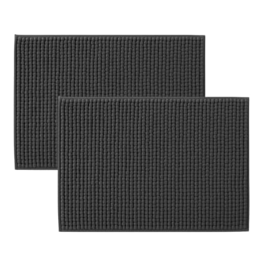 Kit de 2 Tapetes de Microfibra Cinza Escuro