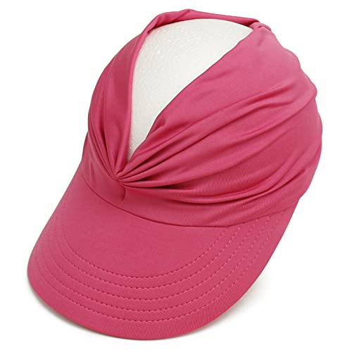 Muryobao Chapéu feminino com viseira de sol e aba larga para verão FPS 50+ proteção UV, Vermelho ros