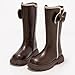 Riding Boots for Big Kid/Little, Kid Knee High Fashion Back Zipper Chunky Tall Moto Boots,Fashion Riding Fall Winter Dress Shoes for Princess,Round Toe Outdoor Booties Brown