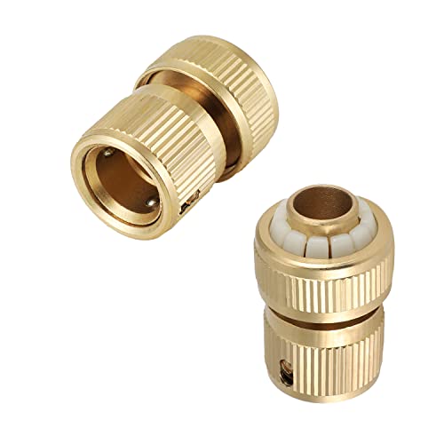 Othmro 5/8" Brass Quick Connectors Adapters Garden Hose Fittings 2pcs, Gold, 5/8 2pcs