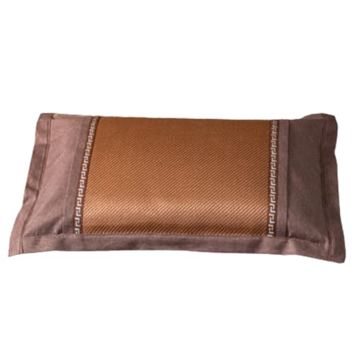 Jshigogo 枕 まくら 蕎麦殻枕 籐枕 低反発 安眠枕 低い枕 首が痛くならない 高さ調節可能 通気性 蒸れない 涼しい 仰向き 横向き対応 首肩フィット枕 快眠枕 優しい肌触り 夏に大活躍 (コーヒー色 40×60cm)