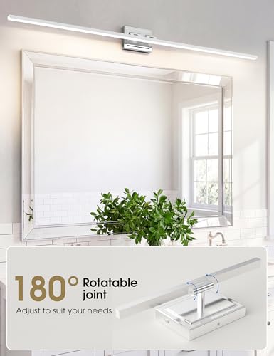 Image of VOLISUN Modern Bathroom Vanity Light 55 inch, Rotatable, 36W Dimmable 5CCT Led Bathroom Light Fixture Over Mirror, Chrome Vanity Light for Bathroom Mirror Cabinets-ETL Certificated