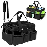 Ruaizel Reinigungs Caddy Tragbar, Putzmittel Organizer mit Griff, Putzmittel Aufbewahrung mit Verstellbare Schultergurte, Putztasche Groß Für Putzfrau, Haushalt (Schwarz)