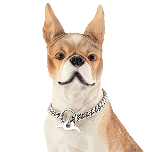 Dog Chain Collar High Polished Cuban Link Chain Choke Collar 10MM Strong Heavy Duty Chew Proof Adjustable Training Walking P Chain with Toggle Clasp for Dog Leash for Small Dogs (10MM, 14 )