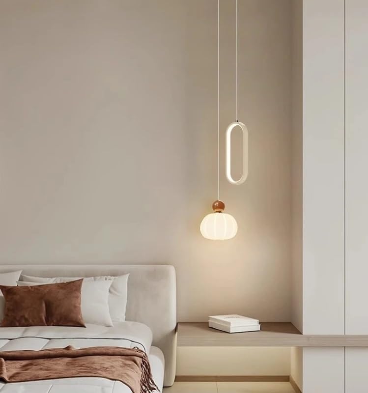 Lampe suspendue style crème française en verre D16cm avec fonction dimming