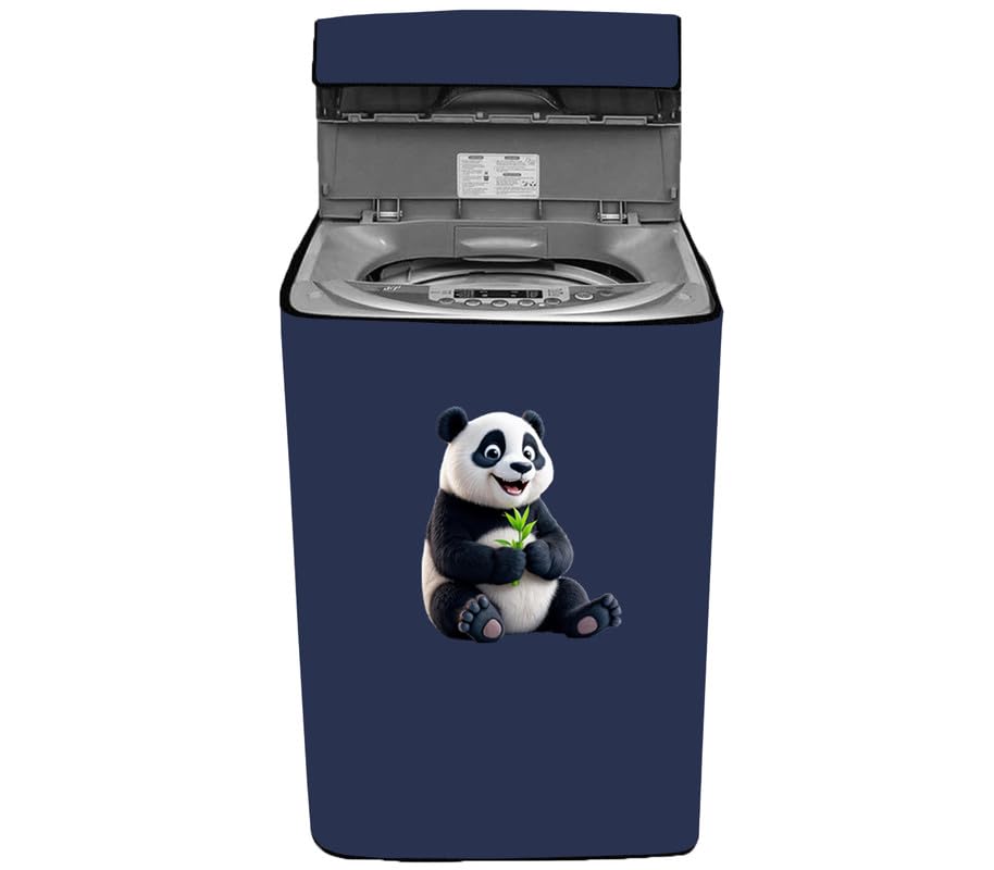 Amodori Top-load washing machine cover Suitable for IFB 6.5 kg to 8 kg (60X60X90cms) Solid Blue rendering panda bear print