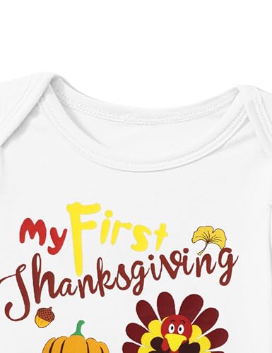 My First Thanksgiving Baby Girl Outfit Ruffle Long Sleeve Turkey Print Thanksgiving Baby Girl Outfit4