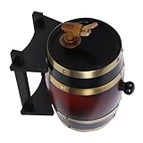 UKCOCO Barril de Madera Maciza para Vino y Cerveza Dispensador Vintage de Roble con Soporte para Almacenamiento y Envejecimiento Bares y Fiestas