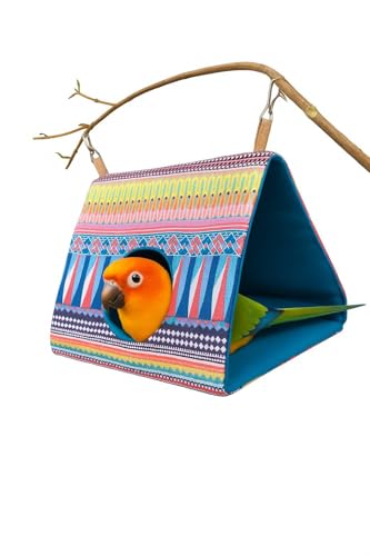 Image of Thai Style Bird Nest with Hole House Hammock Hanging, Finch Cage Plush Fluffy Birds Hut Hideaway for Hamster Parrot Macaw Budgies Eclectus Parakeet Cockatiels Cockatoo Lovebird