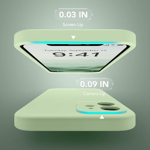 Image of Magnetic for iPhone 12 Case, Compatible with MagSafe, [Full Camera Protection][Screen Protector] Silicone Shockproof Protective Phone Case for iPhone 12 6.1 inch, Matcha