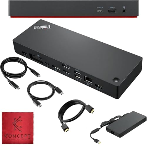 40B00135US Lenovo Docking Station Thunderbolt 4 Dock - Thinkpad Docking Station USB C with 135W HDMI DisplayPort & USB-C to C Cables (Renewed)