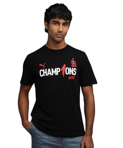 Image of Puma Men Cotton Letter Print Regular Fit Tees